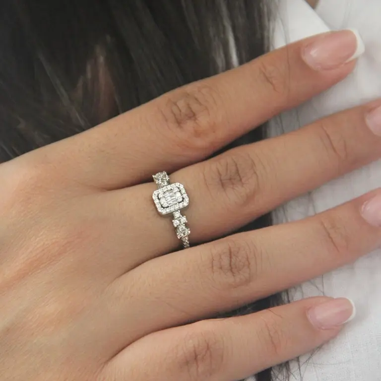 انگشتر نقره زنانه جی تی ای (GTA) مدل باگت و گل